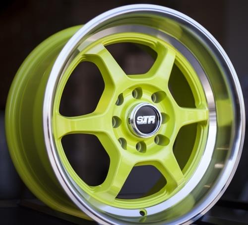 STR RACING-501 GREEN/MACHINE LIP 15X8.0 4X100/4X4.5 +25